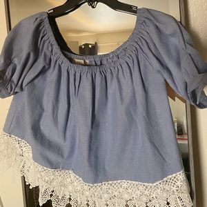 Blue off the shoulder top